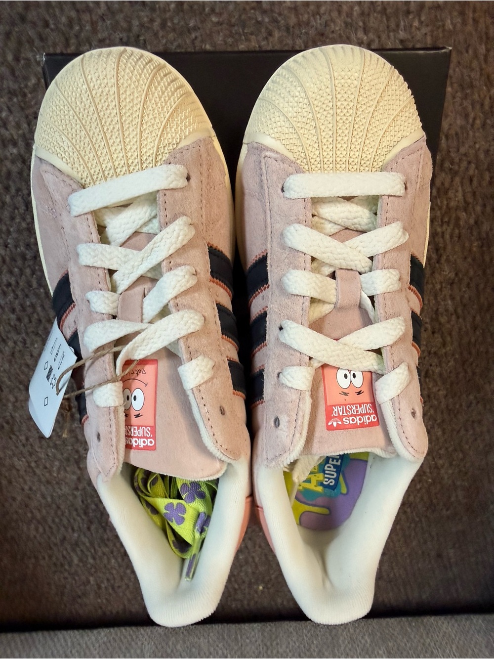 adidas Patrick Superstar (SpongeBob) Suede Sneakers in Light Pink, Women’s 5.5 - Picture 3 of 7